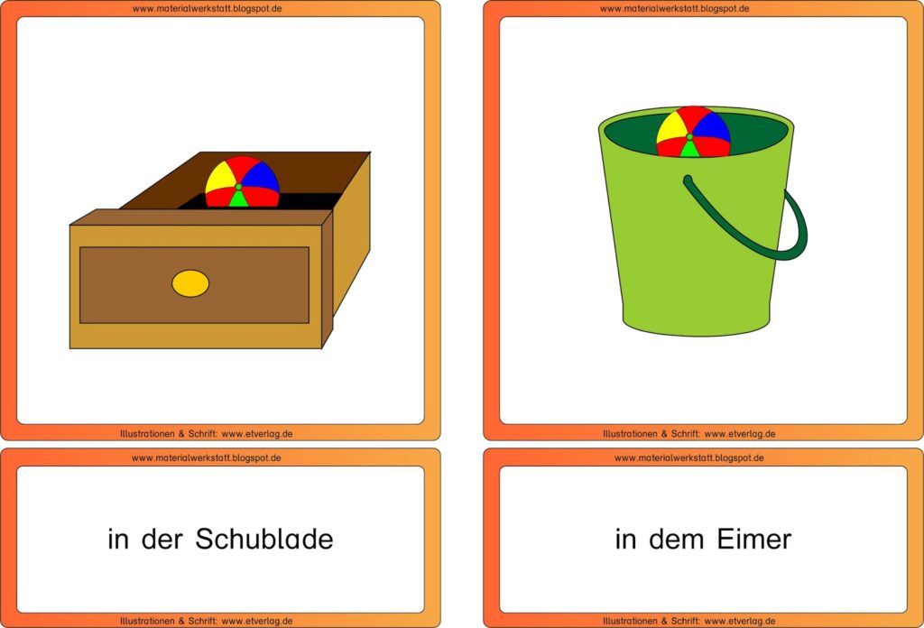 Präpositionen mit Bildern und Sätzen