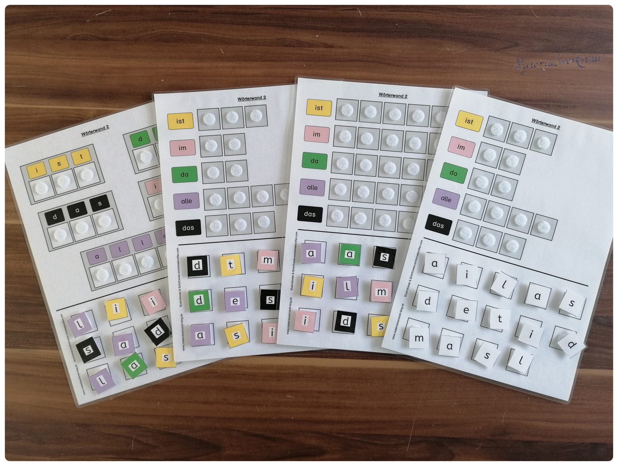 Wörterwand 2 Wörter “abschreiben” (Klettaufgabe) Materialwerkstatt